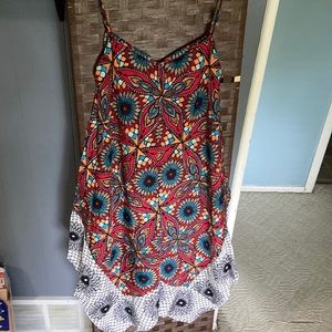Calf length maxi dress with strapped top. Beautiful mandala design. Size medium